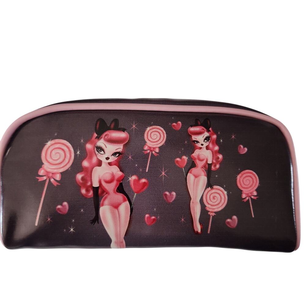 Miss Fluff Heart Lollipop Pinup medium make-up bag - NEW